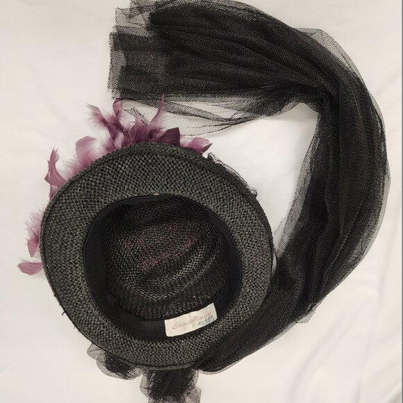 Victorian Walk in the Park Hat  Black w/Eggplant